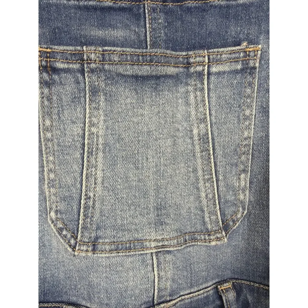 NWT KanCan Blue Distressed Pockets Adjustable Straps Denim Overalls #1427 SZ MD - Picture 4 of 12